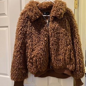 Used! Zara chocolate brown teddy jacket.